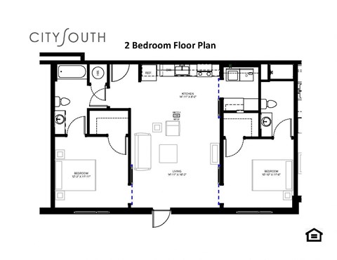 a floor plan of a bedroom apartment